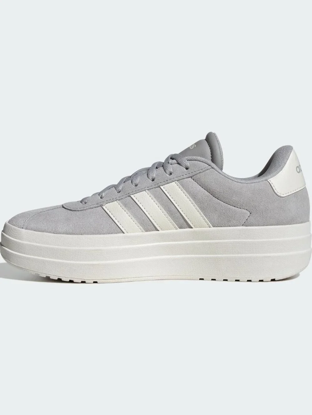 Women's Grey White Imported Vl Court Bold Lace-Up Rubber Soft Fit Sneaker Shoes - Picture 3 of 6